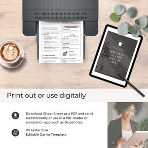 May include: A printer printing a document with the text "Solutions Focused Therapy (SFT)". A tablet displays the text "Solution Focused Therapy (SFT)". The text "Print out or use digitally" is at the bottom.