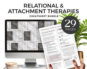 Attachment Styles and Relational Therapy Cheat Sheets Relationship Patterns Tools for Therapists Coaching Resources Editable Canva Template