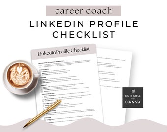 Linkedin Profile Checklist Career Coach Handout Client Freebie Canva template Professional Growth Tools Career Change Printable Editable