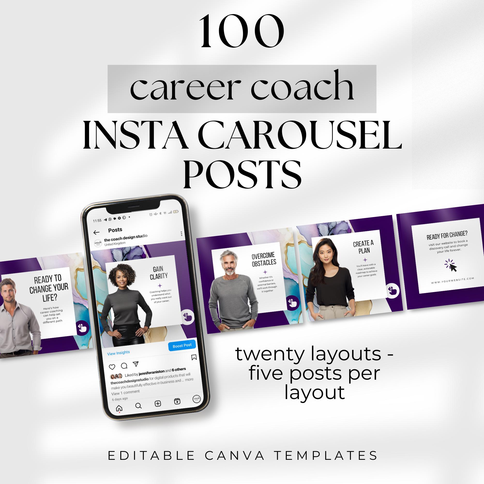 Coach Introduction Post Career Coach Post Instagram Templates Career Coaching IG Feed Canva ...