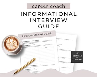 Career Coach Worksheet Informational Interview Handout Canva template Professional Growth Tools Career Change Printable Editable