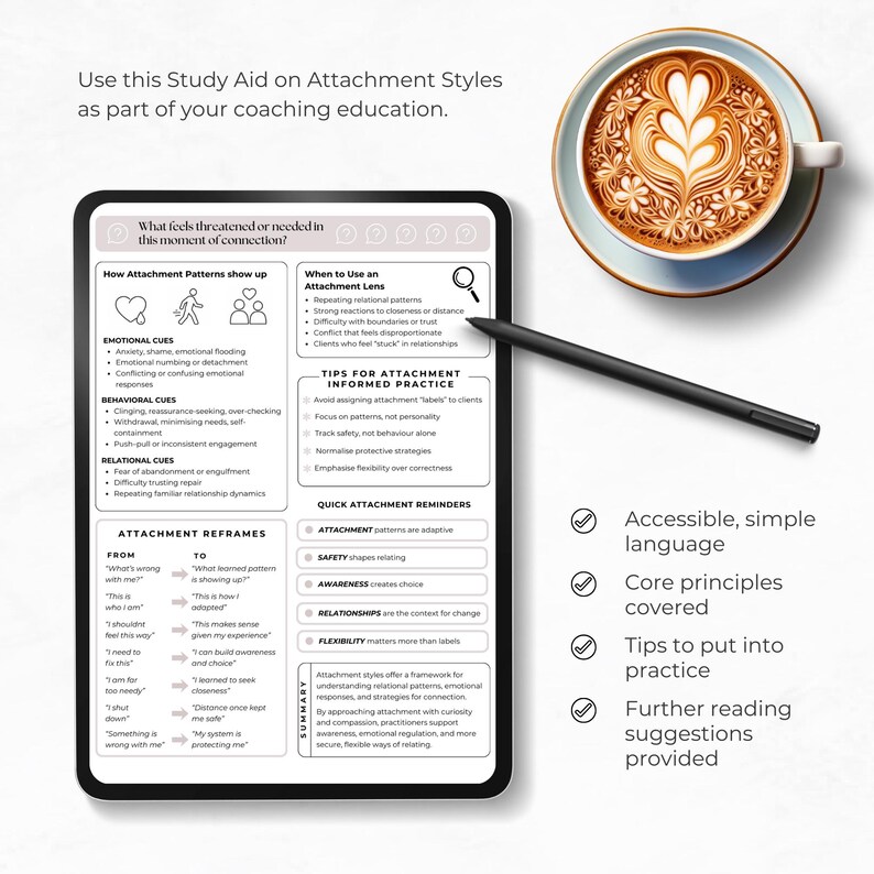 Attachment Styles Cheat Sheet for Coaches and Therapists Adult ...