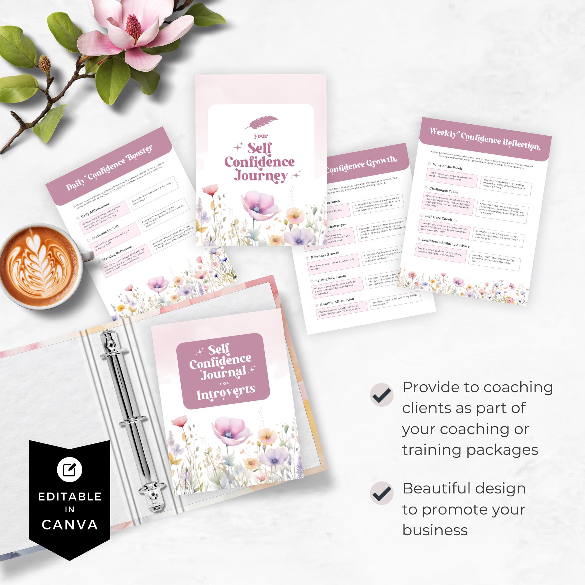 Self Confidence Journal Canva Template Done for You Introvert Freebie ...