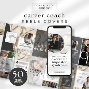 Instagram reels cover Karriärcoach Insta viral hooks Canva mall kortformsvideo Karriärstrateg Jobbövergångsmentor Beige Estetik