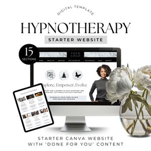 Hypnotherapist Website, Hypnotherapy Landing Page, Hypnosis Web Presence Done for You content, Starter Website Template Free Domain included