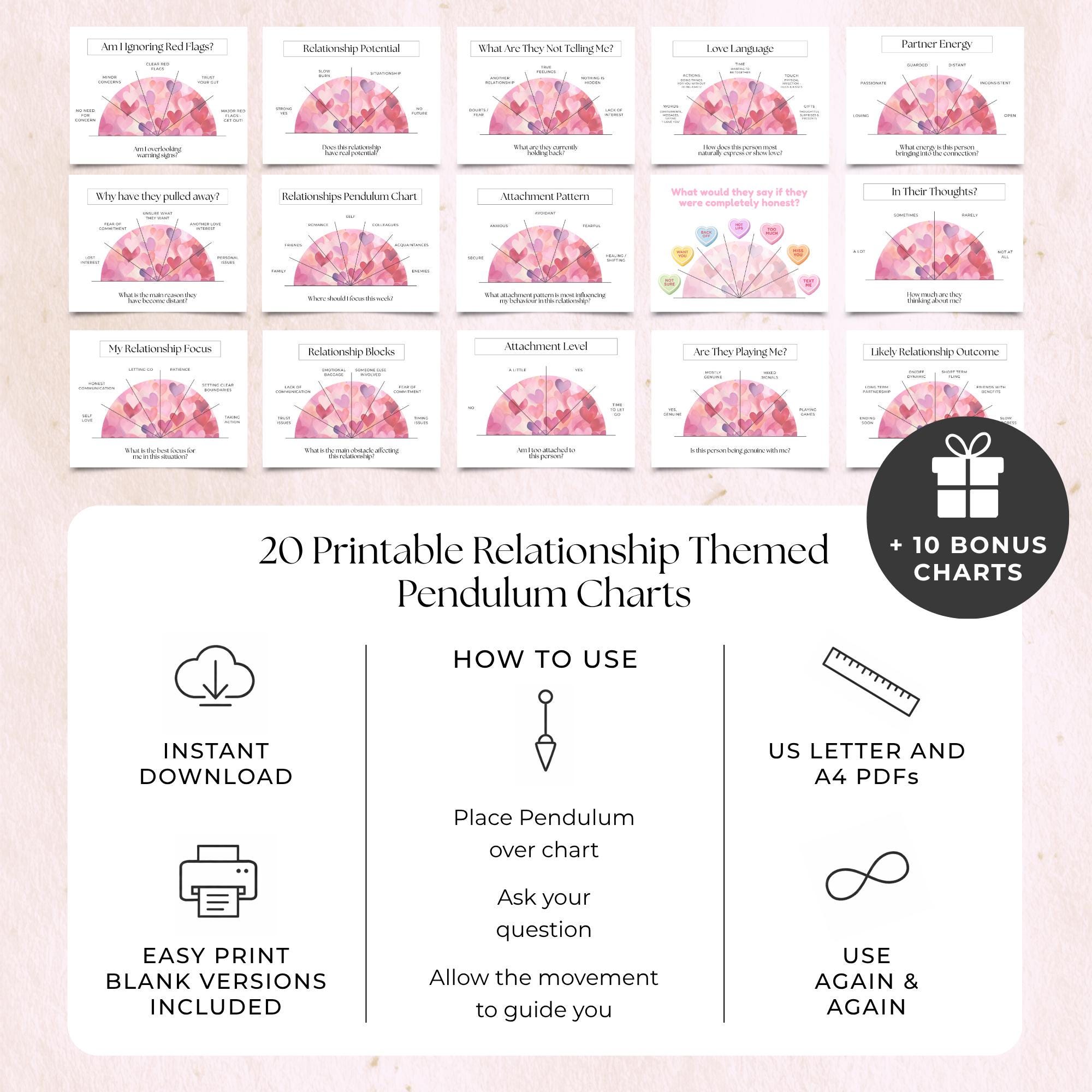 Love Pendulum Charts Printable, Relationship Dowsing Bundle ...