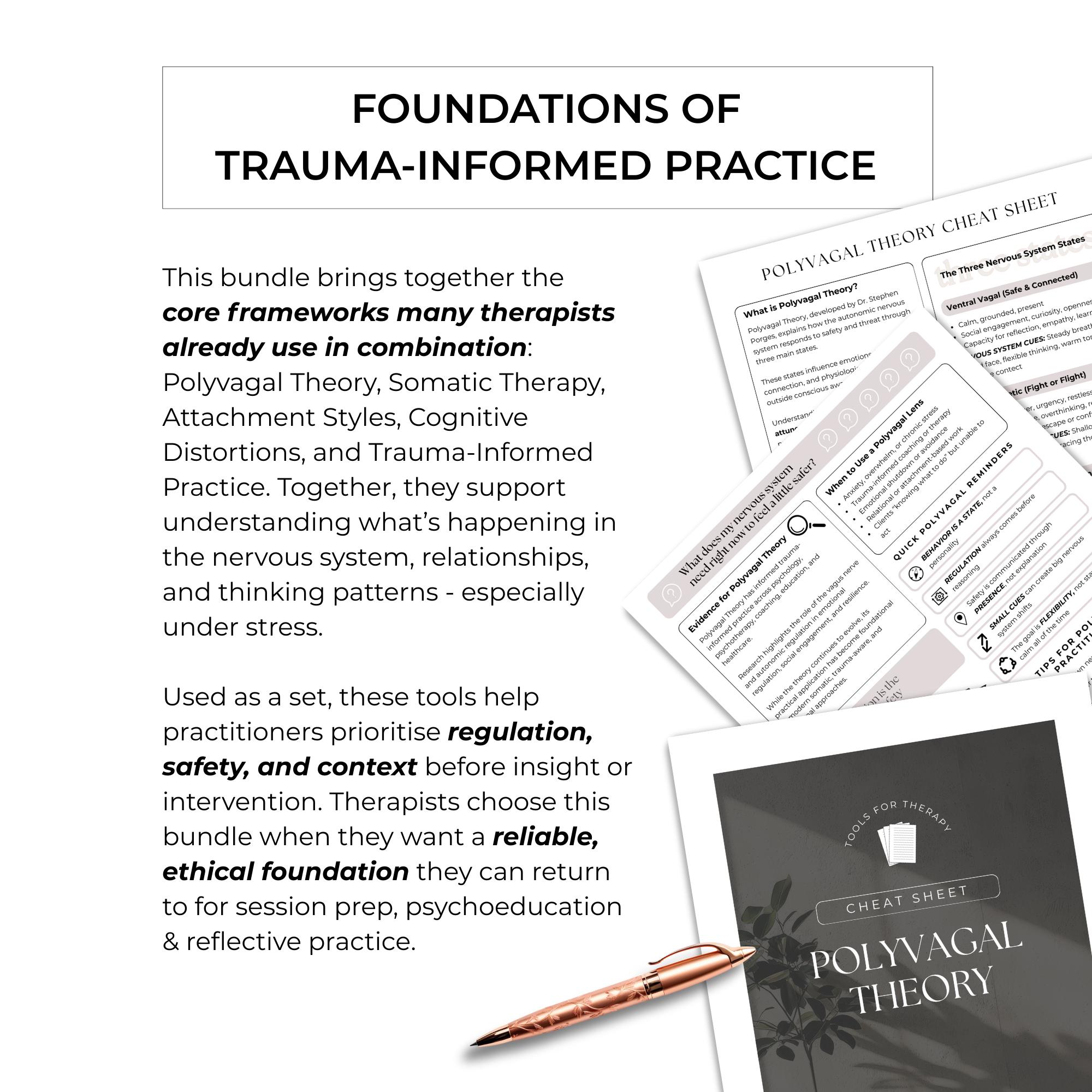 Trauma Informed Therapy Cheat Sheets Client Safe Integrative Practice ...