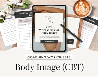 Modelo de Imagem Corporal para Terapia Cognitivo-Comportamental, Autoimagem Positiva, Ferramentas de Coaching em Saúde, Download Digital de Modelo de Carta dos EUA no Canva