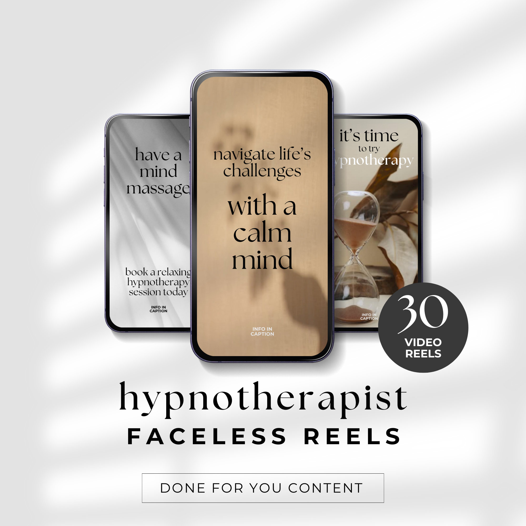 Faceless Reels for Hypnotherapists, High Quality Short Form Video Promo