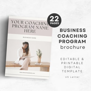 Canva Template for Business Coaching Program, Offer Outline Promo Brochure, Coach Branding Marketing, Neutral Minimal Digital Download NU11