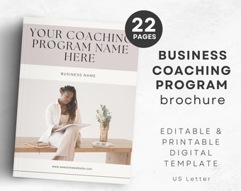 Canva Template for Business Coaching Program, Offer Outline Promo Brochure, Coach Branding Marketing, Neutral Minimal Digital Download NU11