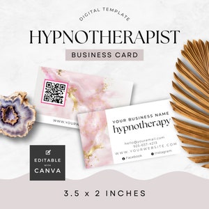 Hypnotherapy Business Card with QR Code Hypnotherapist Business Basics, New biz start up, Contact Details, Biz Promo Canva Template PG