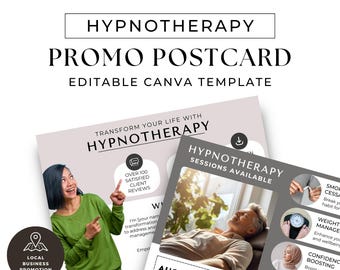Hypnotherapist Promo Postcard Business Marketing Flyer Editable Printable Card Canva Template Hypnosis Session Mailer Discount Offer