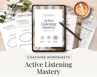 Planilha de Escuta Ativa Canva, Ferramentas e Recursos de Coaching de Vida em Comunicação Interpessoal, Autodesenvolvimento, Editável e Imprimível CW1