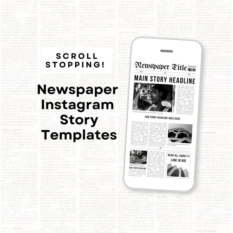 Newspaper Template Editable Instagram Story, Scroll Stopping Canva