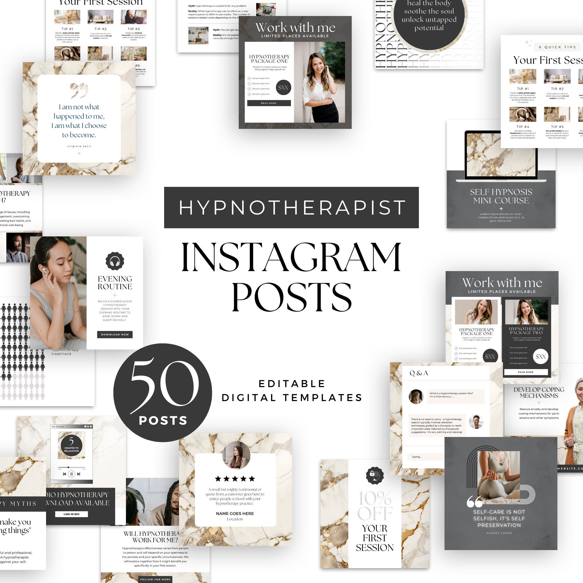 Hypnotherapy Insta Posts Canva Template, Hypnotherapist Instagram IG ...