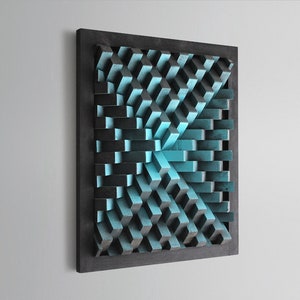 Black & Green Acoustic Panel: 3D Wood Wall Art