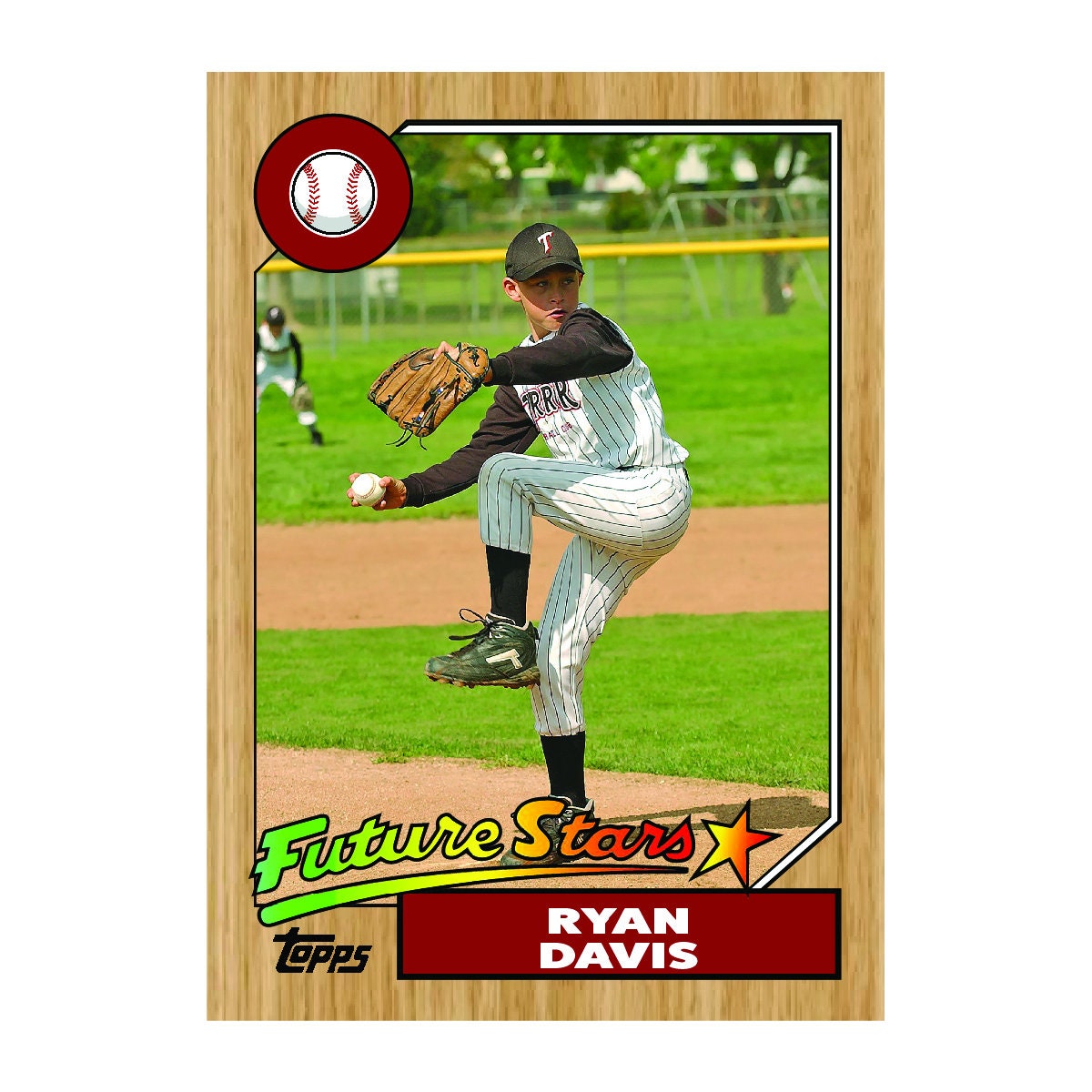 Custom Baseball Card Wood Grain Etsy