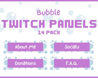 14 Pack Twitch Panels | Twitch Panels | Blue Twitch Panels | Twitch Theme | Twitch Graphics | Bubble Twitch Panels | Purple Twitch | Overlay