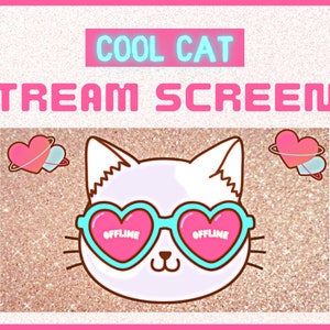 6 Pack Cat Twitch Overlay Stream Screens / Twitch Overlay Animated / Cat Twitch Theme Overlay / Pink Twitch Overlay