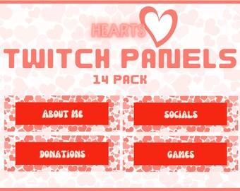 14 Pack Twitch Panels | Pink Hearts Twitch Panels | Streamer Panels | Twitch Theme | Twitch Graphics | Twitch Overlay Valentine's Day