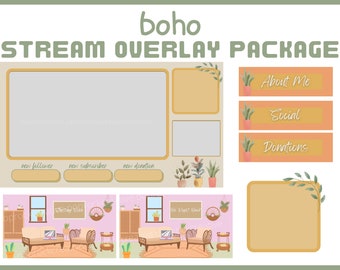 Stream Overlay Package | Twitch Overlay Package Cozy | Twitch Overlay | Boho Twitch | Plant Twitch Theme | Stream Scenes | Twitch Panels