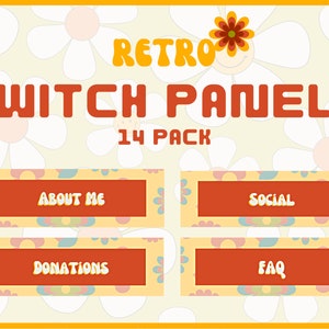 14 Pack Twitch Panels | Retro Twitch Panels | Streamer Panels | Twitch Theme | Twitch Graphics