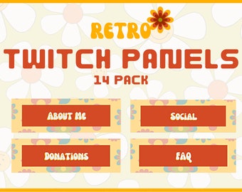 14 Pack Twitch Panels | Retro Twitch Panels | Streamer Panels | Twitch Theme | Twitch Graphics