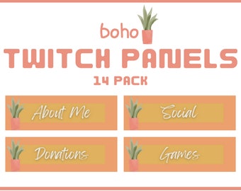 14 Pack Twitch Panels | Twitch Panels | Boho Twitch Panels | Twitch Theme | Twitch Graphics | Pink Twitch Panels | Plants Twitch | Overlay