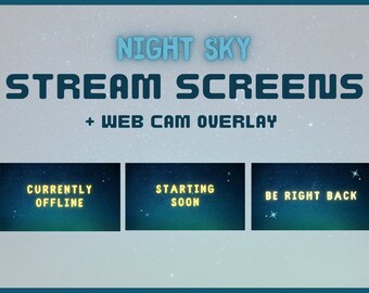 10 Pack Twitch Overlay Stream Screens | Animated Stream Overlay | Web cam overlay | Night Sky Theme Twitch Overlay | Scenes | Twitch Blue