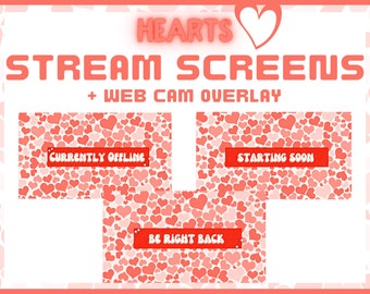 Animated Twitch Overlay Stream Screens | Valentine's Day Twitch Animated Overlay Scenes | Hearts Twitch Theme | Pink Twitch Scenes