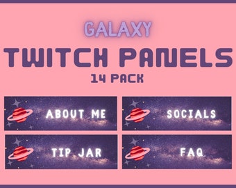 14 Pack Twitch Panels | Galaxy Twitch Panels | Streamer Panels | Twitch Theme | Twitch Graphics | Space Twitch Panels | Twitch Panels Purple