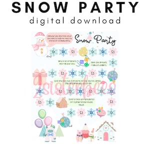 Snow Party Winter Dice Board Game | Cash Play Saving Challenge | Print or Digital Instant Download