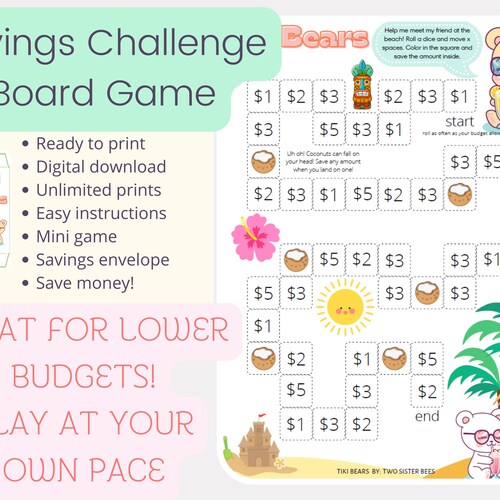 40 Envelope Piggy Cash Savings Tracker Mini Game Play Saving Etsy