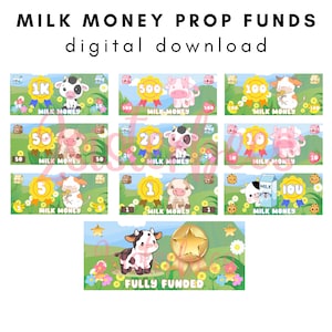 Milchgeld Kuh Cute Cash Füllung Prop Geld | Platzhalter Karten | Sofortiger Download Unlimited Print | Alle Stückelungen IOU Voll Funded