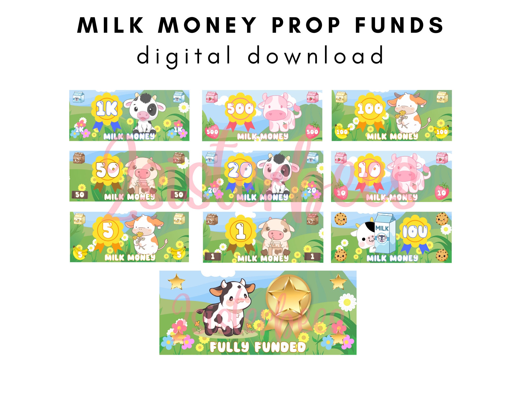 Milk Money Cow Cute Cash Stuffing Prop Money | Place Holder Cards | Instant Download Unlimited Print | All Denominations IOU Fully Funded