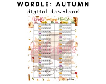 WORDLE Book Pumpkin Spice Latte Coffee Word Play Fall Autumn Theme | Cash Envelope Saving Challenge Game