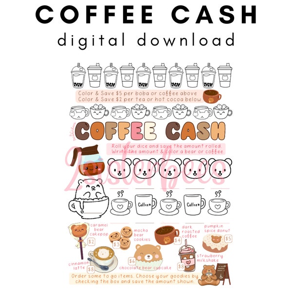 COFFEE Mocha Bear Cafe Savings Challenge Game | Kawaii Latte Tea Boba Bakery