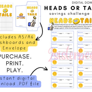 HEADS or TAILS Coin Savings Tracker | Mini Game Play &amp; SAVE | Cash ...