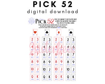 52 Weeks Casino Playing Card Savings Challenge Game | Digital or Print