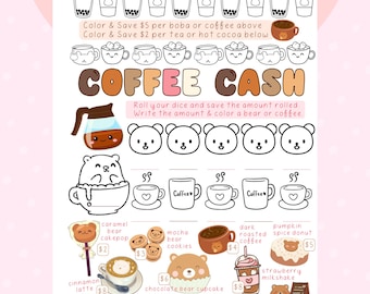 COFFEE Mocha Bear Cafe Savings Challenge Game | Kawaii Latte Tea Boba Bakery