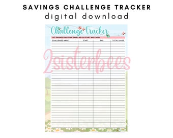 Savings Challenge Game Tracker | Cash Envelope System Worksheet | Cute Spring Theme | Digital or Print