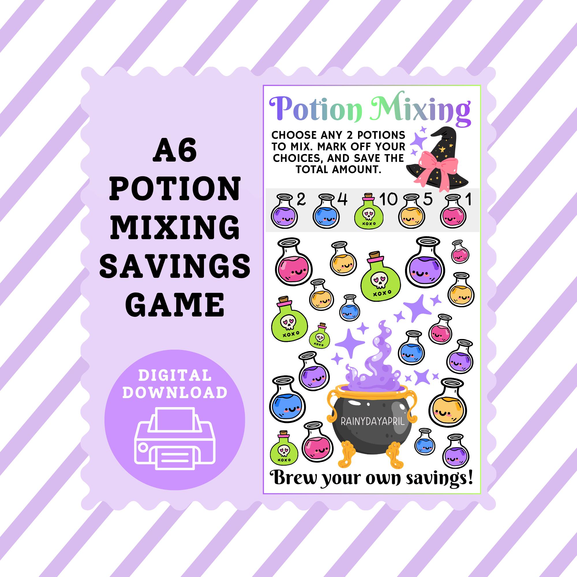 A6 Potion Mixing Magic Wizard Mini Savings Challenge Tracker | Cash ...