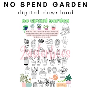 NO SPEND Challenge Garden | Plant Savings Game | Tracker Planner Insert | Digital or Print