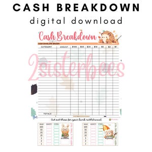 Cash Breakdown Planner: Bank Teller Slips (Digital Download)