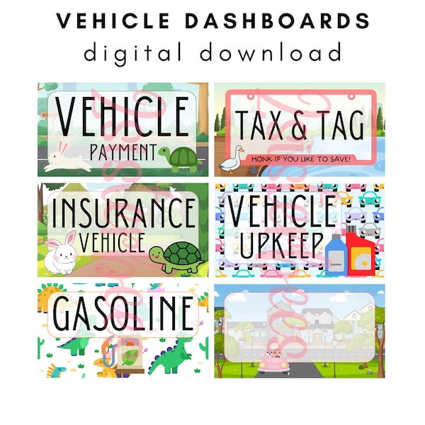 CAR DASHBOARDS for your A6 A5 Cash Stuffing Envelopes! Instant Download & Print! Vehicle Pack