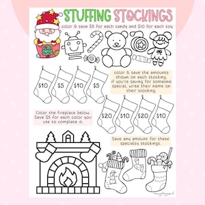 Stuffing Stockings Holiday Christmas Savings Challenge Game | Digital Download