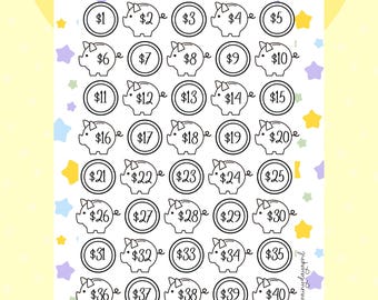 40 Envelope Piggy Cash Savings Tracker | Savings Challenge Game