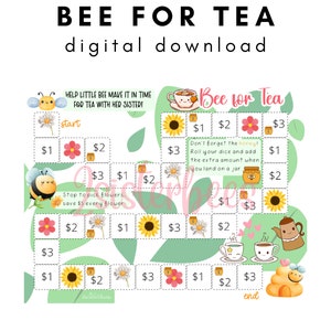 Bee for Tea Dice Board Game | Cash Envelope Savings Challenge | Unlimited Prints