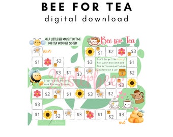 Bee for Tea Dice Board Game | Cash Envelope Savings Challenge | Unlimited Prints
